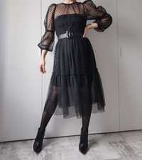 Zara piękna sukienka czarna Tiulowa 36 S nowa na święta