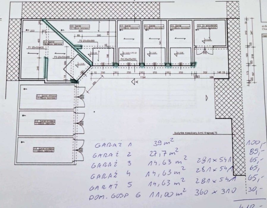 na sprzedaż garaże o pow. od 15 do 39m2.
