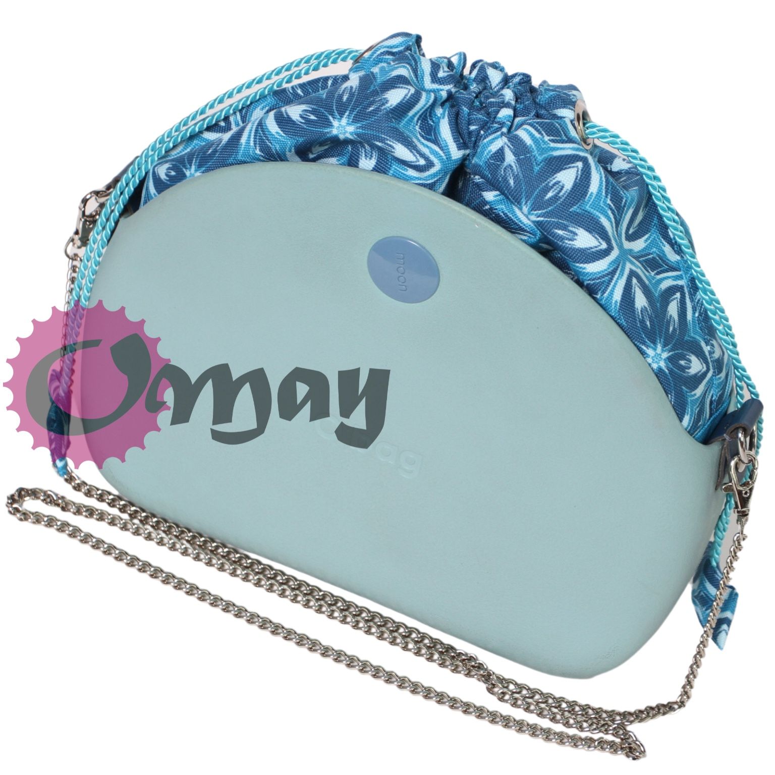 Niebieski organizer OBAG MOON LIGHT worek kwiaty 2kieszenie komin OMAY