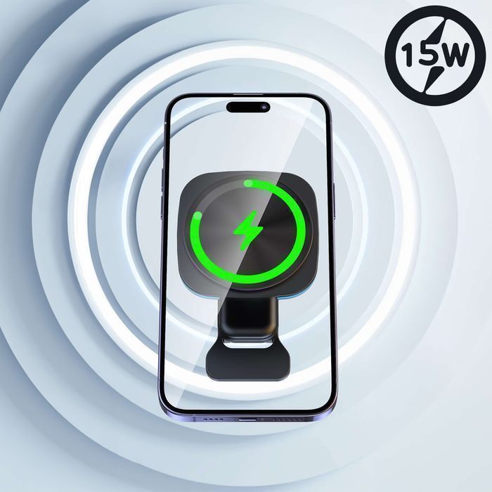 Uchwyt samochodowy na kratkę z ładowarką Mag Safe 15w do iPhone LED PD