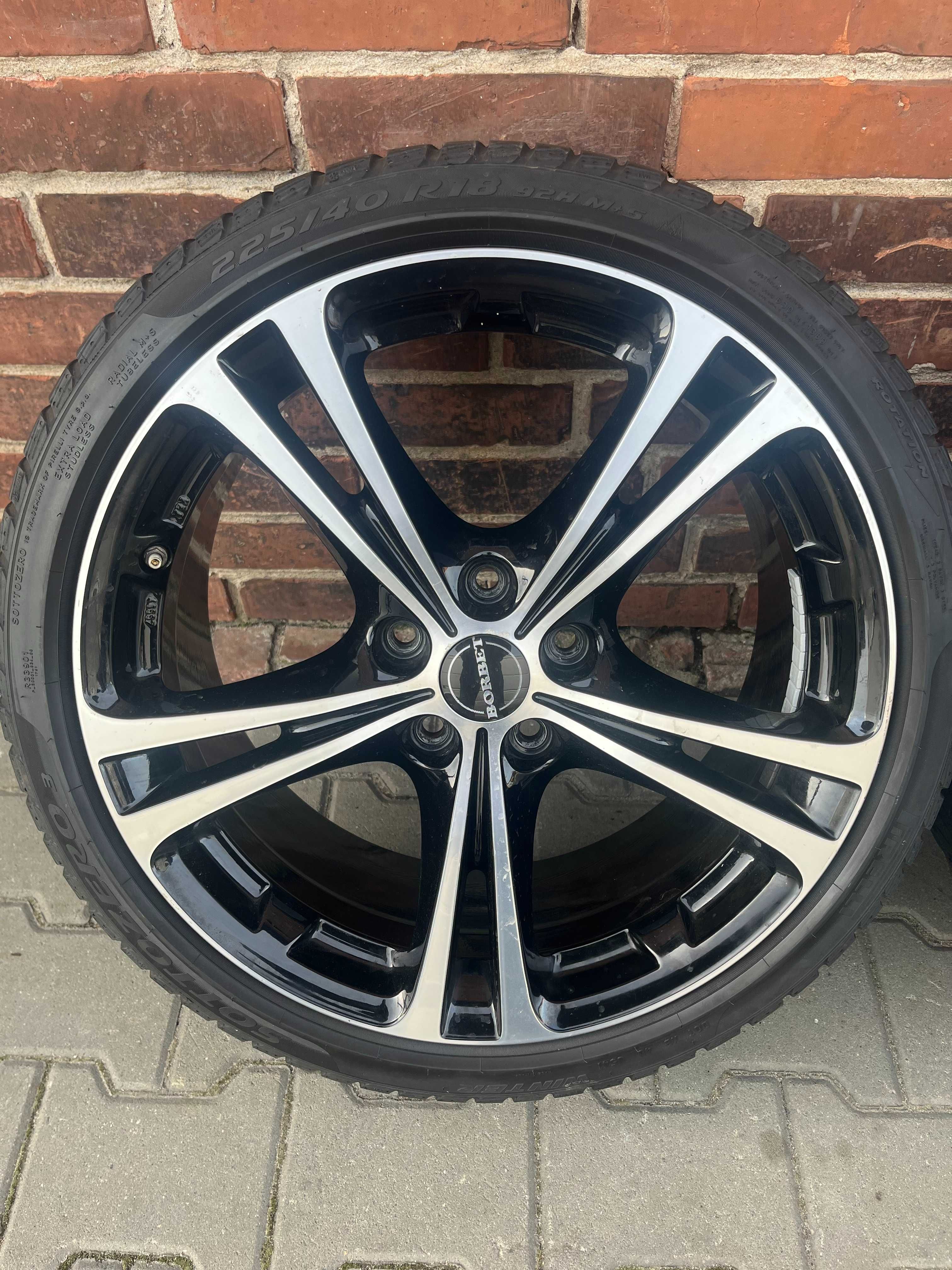 Alufelgi 18 cali BORBET 5x112 z oponami Pirelli 225/40/18 zimowe