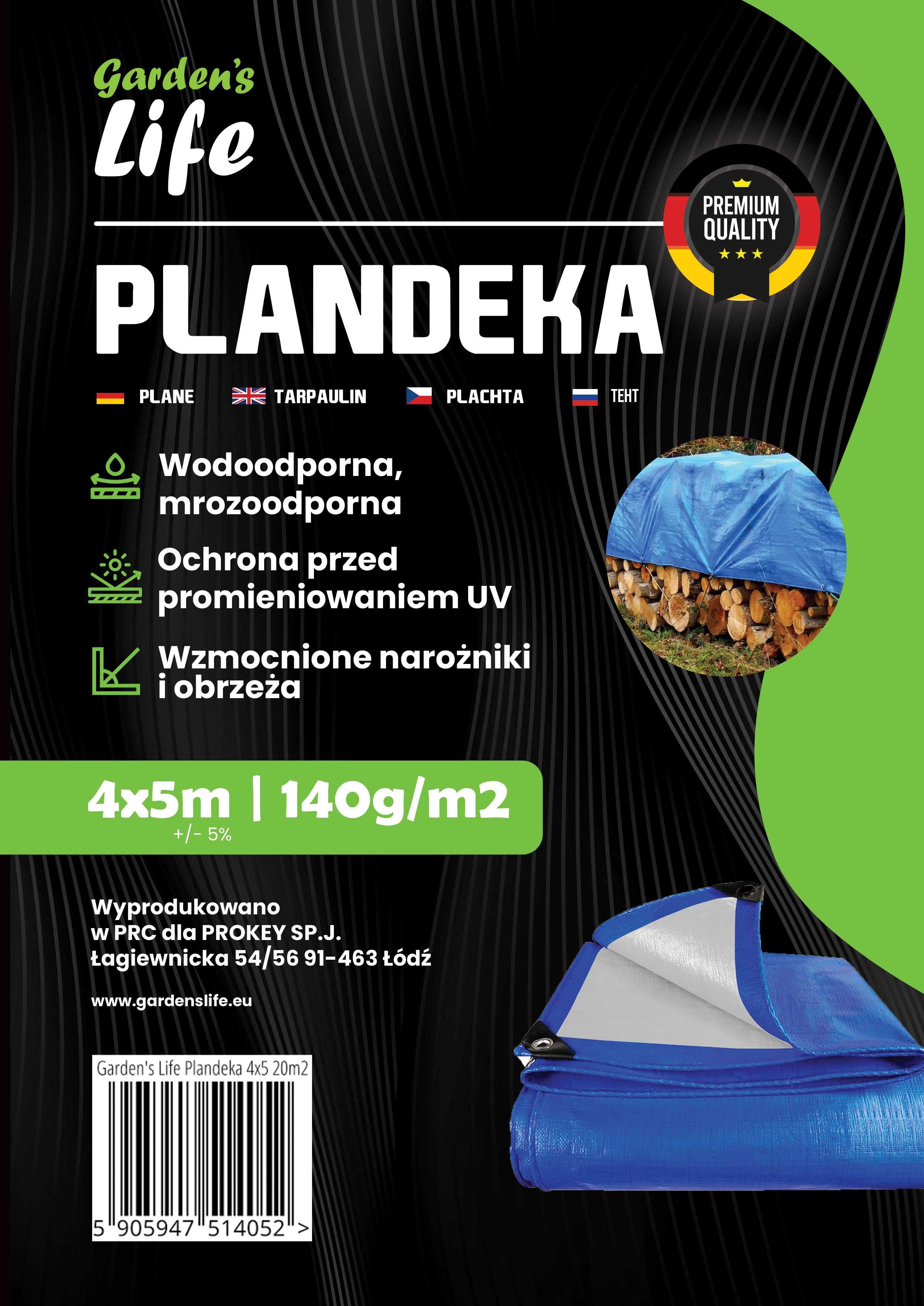 Plandeka 4x4m, 140g/m2 MOCNA Niebiesko-Srebrna, UV++ Niemiecka Jakość