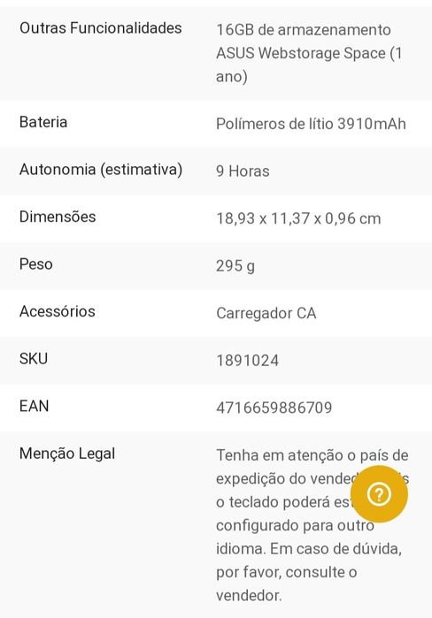 ASUS MEMO Pad 7 16GB Como Novo