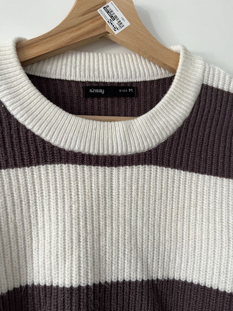 Sweter Sinsay brąz paski
