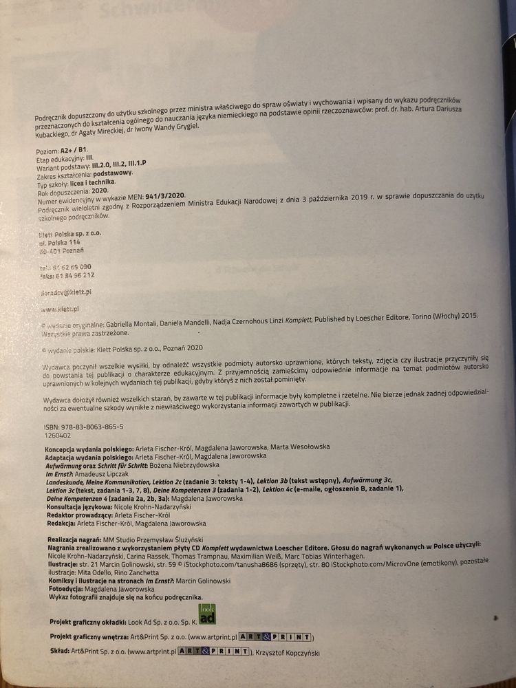 Komplett plus 3, podręcznik do niemieckiego