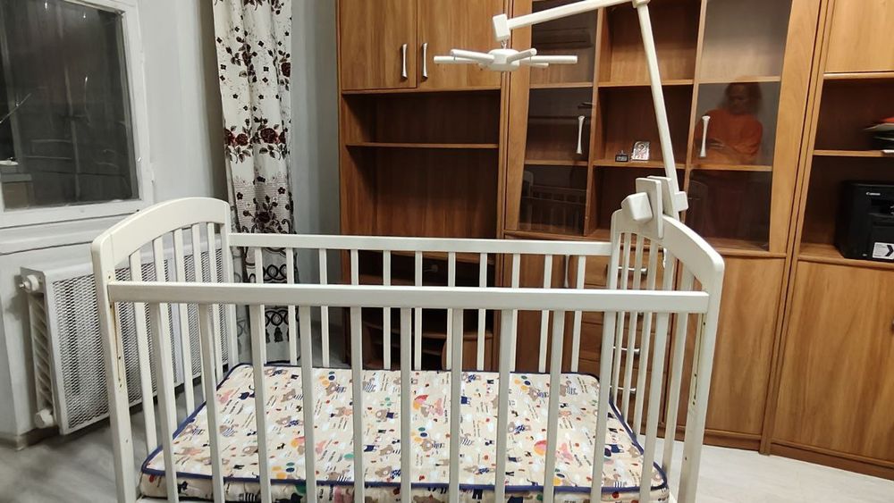 Дерев'яне дитяче ліжко 120/60см + матрац з кокосового волокна+ підвіс