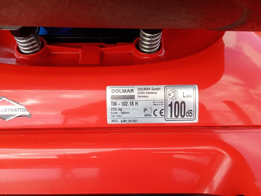 Kosiarka traktorek dolmar Briggs 18 km hydro kosz 250l