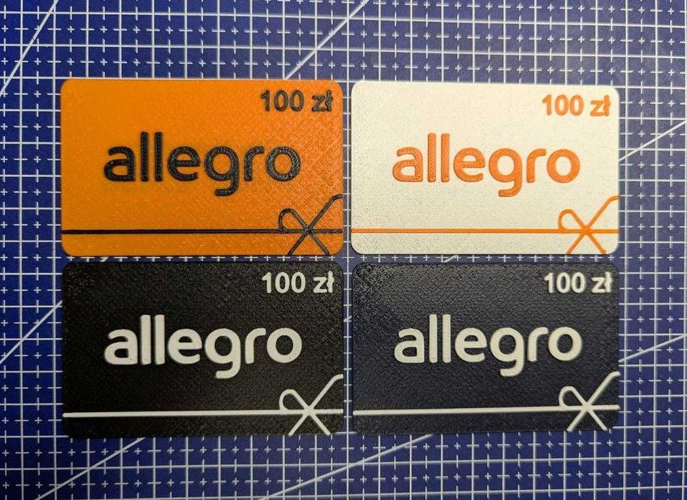 Plastikowa personalizowana karta podarunkowa Allegro, prezent