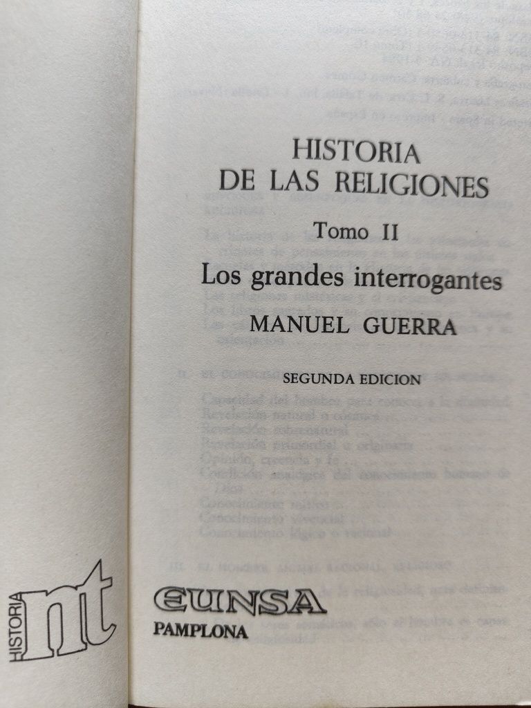 História de las Religiones II, Los grandes interrogantes Manuel Guerra