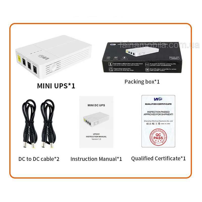 Источник бесперебойного питания ИБП WGP UPS-301 для роутера
