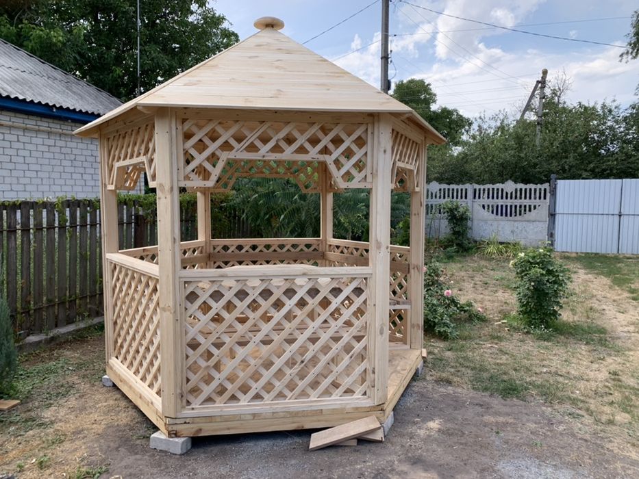 Альтанка шестикутна решітка ( Беседка) брус , доска , рейка