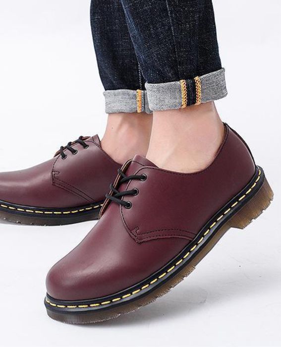 Półbuty glany klasyczne eleganckie bordowe derby jak martensy
