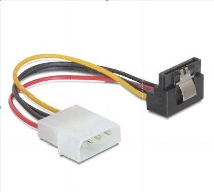 Adapter zasilania dysku Molex->SATA Delock 60121 kątowy, zatrzask 15cm