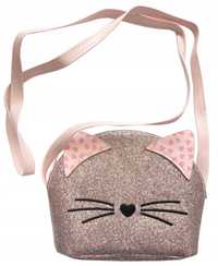 torebka dla dziewczynki na ramię dla dzieci listonoszka brokatowa kot