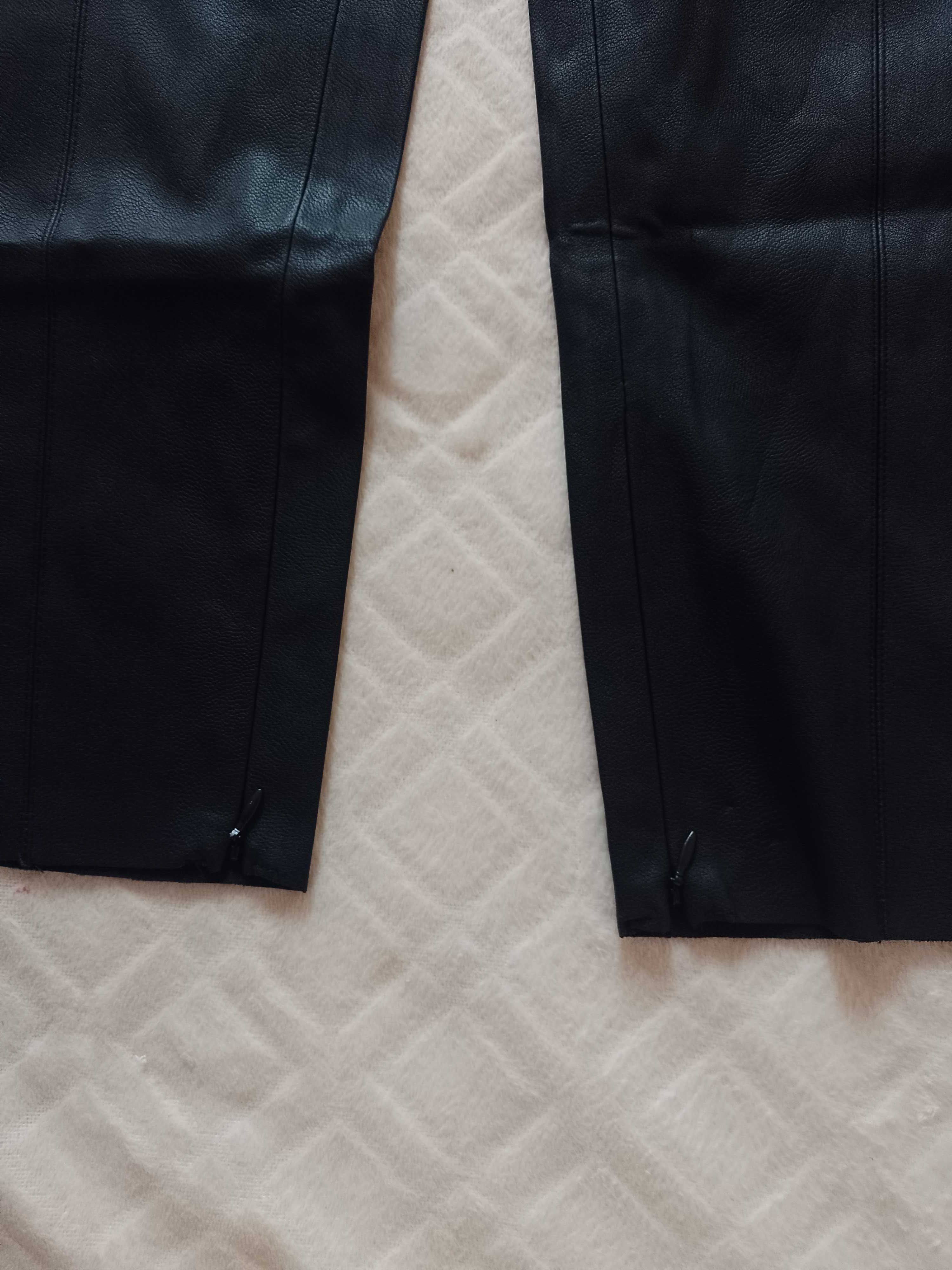 (40/L) ZARA/ Skórzane Legginsy z Madrytu, rurki, NOWE
