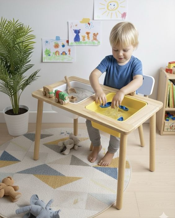 Столик дитячий монтесорі детский з лотками лего стільчик кріселко