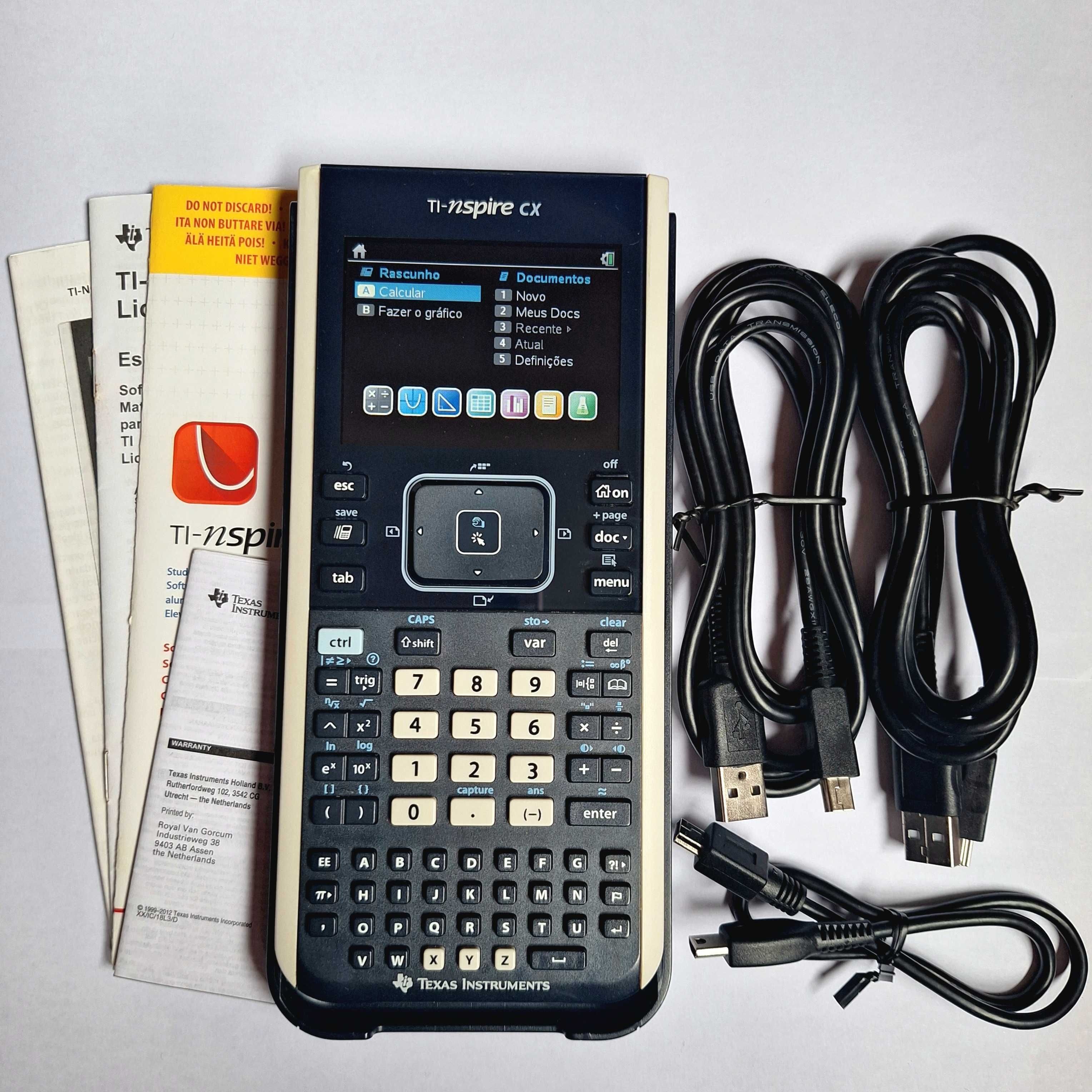Calculadora Gráfica TI-Nspire CX – Usada (com cabos originais)