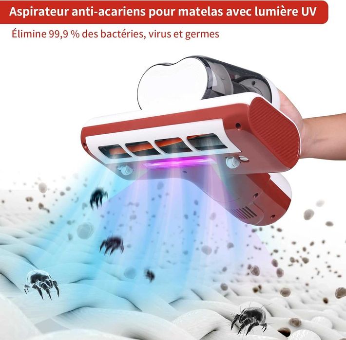 Suzao Odkurzacz do roztoczy do materacy, sof i mebli z lampą UV