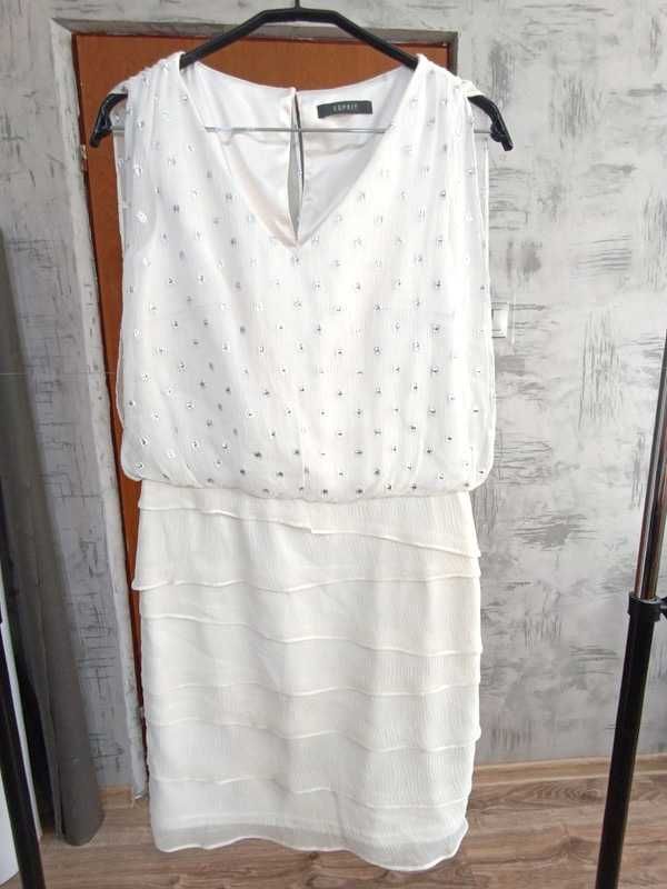 Esprit wizytowa sukienka 94% silk roz 36