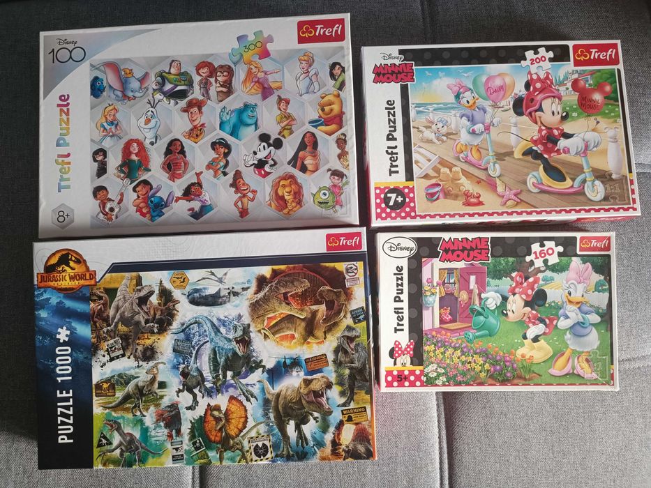 Puzzle Minnie Mouse 160 200 Magia Disney 300 Dinozaury 1000 Trefl 4szt