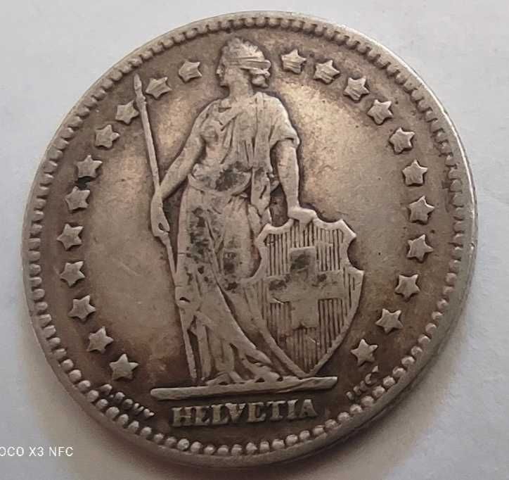 Moneta srebrna Szwajcaria 1 frank 1916 srebro ag stara