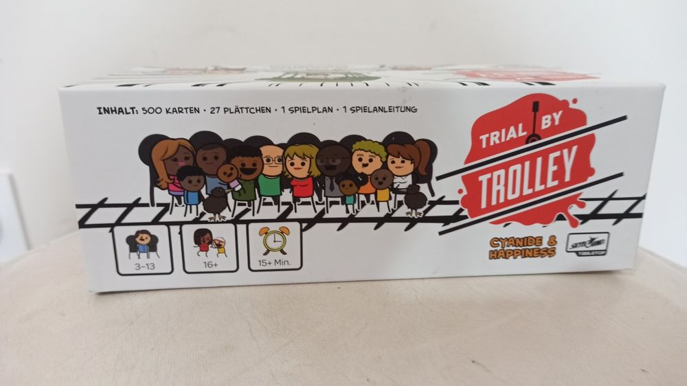 Asmodee Trial by Trolley, jogo de festa, jogo de cartas, alemão