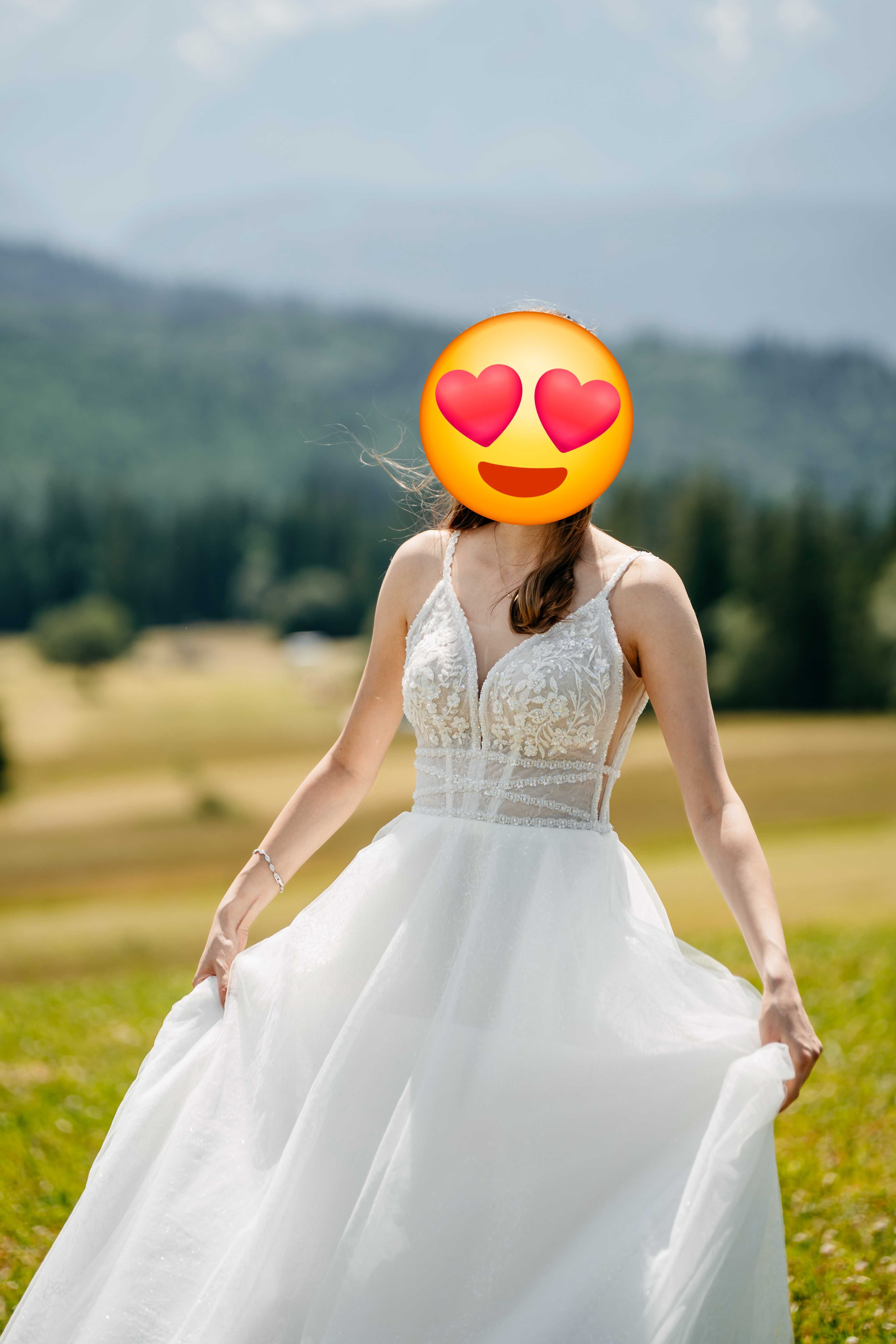 Suknia ślubna Rosie, rozmiar 34, ivory – stan idealny + welon gratis!