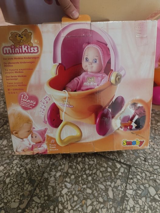Wózek gondolka dla lalki, lalek 27cm Smoby MiniKiss grający