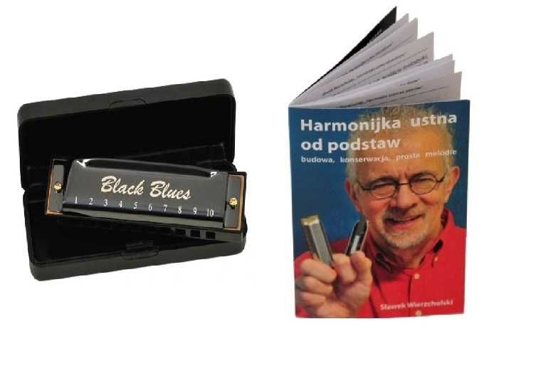 Harmonijka ustna diatoniczna Blues Black G CZARNA + książka samouczek