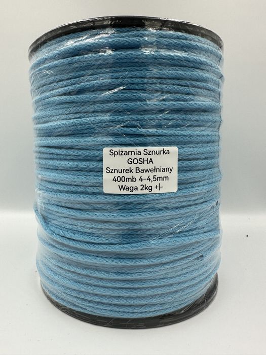 Sznurek Bawełniany 4mm Cotton 400mb Makrama GOSHA Błękitny