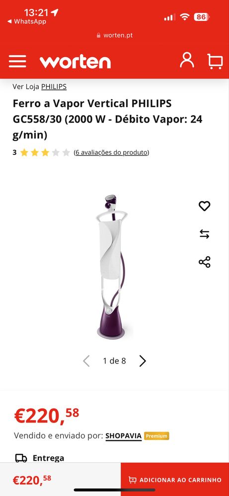 Ferro a Vapor Vertical PHILIPS