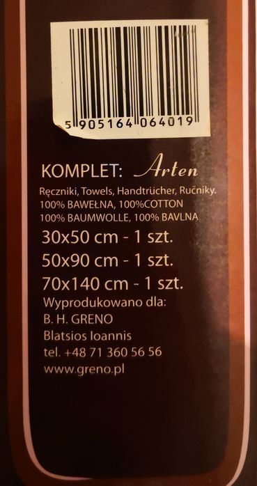 Komplet ręczników Greno Arten