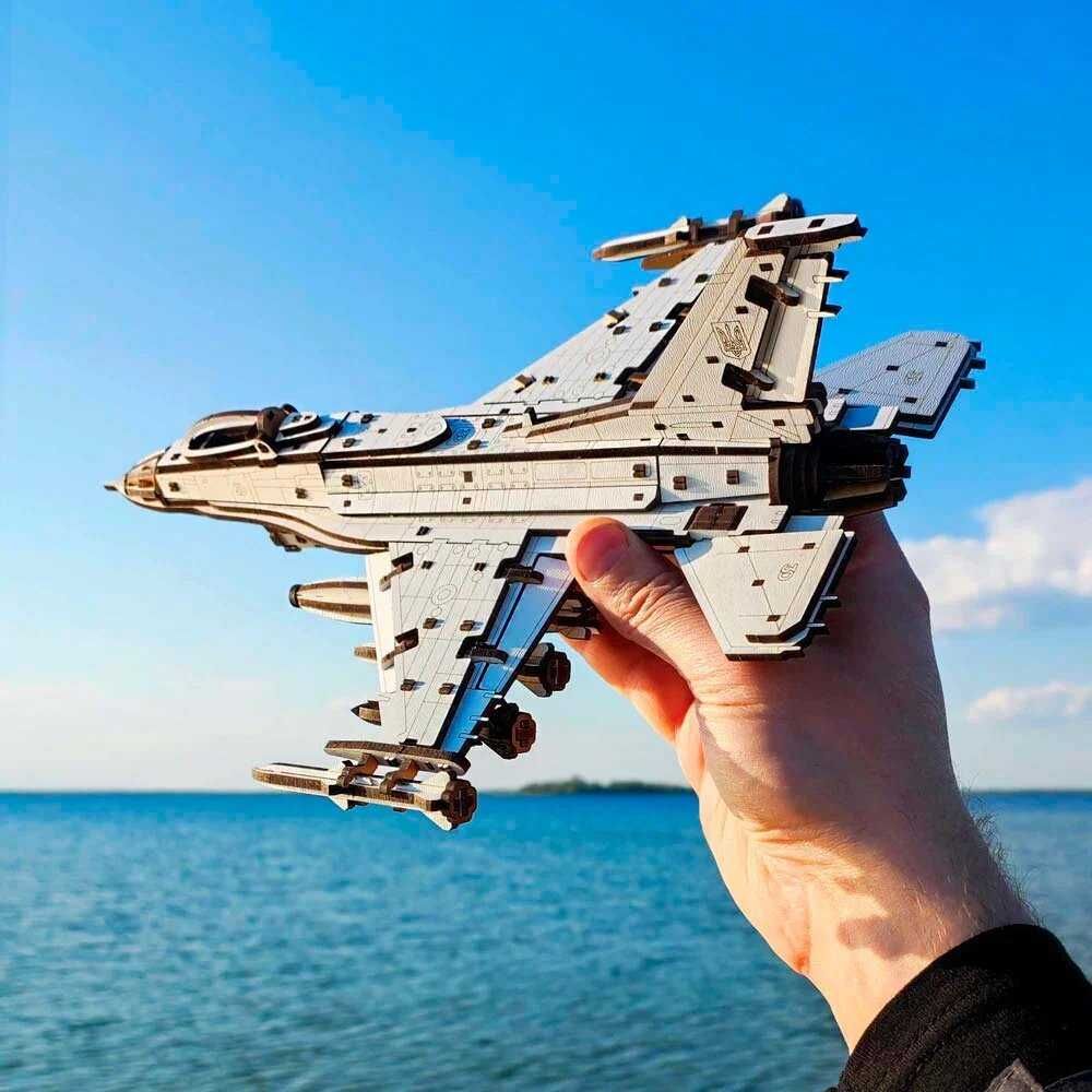 3Д деревянный конструктор Самолет F-16 (деревянная модель из дерева)