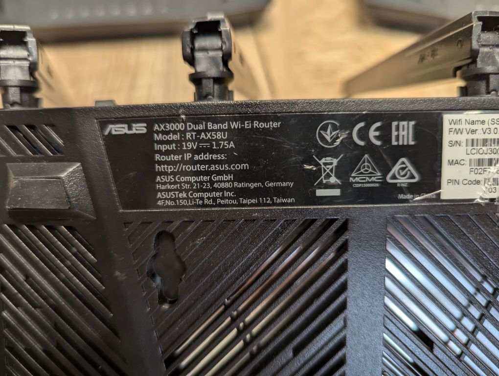 Бездротовий маршрутизатор (роутер) ASUS RT-AX58U  v1 WIFI 6 AiMesh 19v