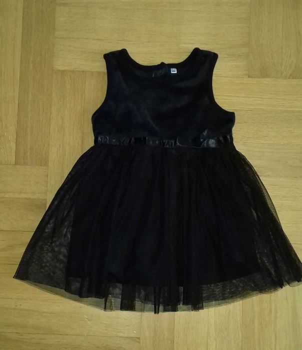 86 tiulowa czarna sukienka wizytowa świąteczna