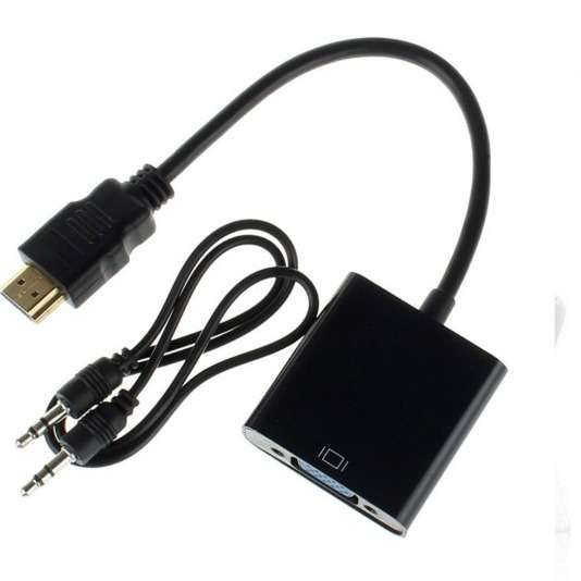 Z162 U030 HDMI MACHO Dourado PARA VGA Fêmea + Aux Audio 3.5 Novo!