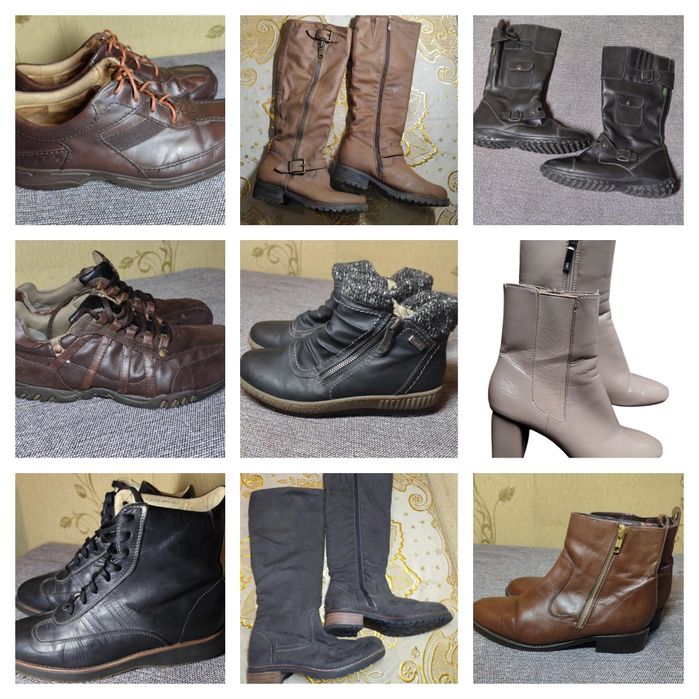 Жіночі шкіряні туфлі сапоги та чоловічі ботинки