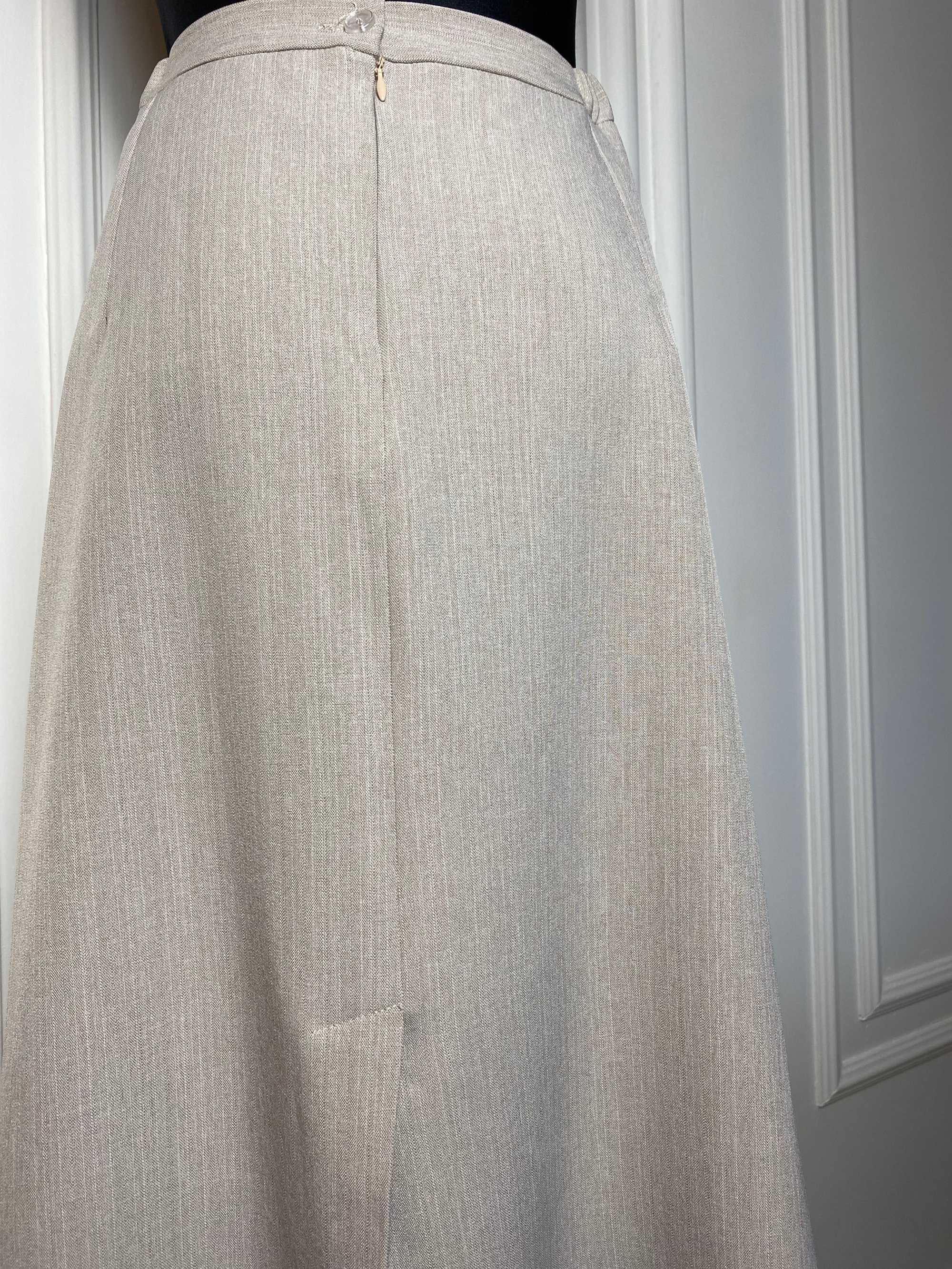 Spódnica długa midi szara na suwak plus size 48 4XL  elegancka