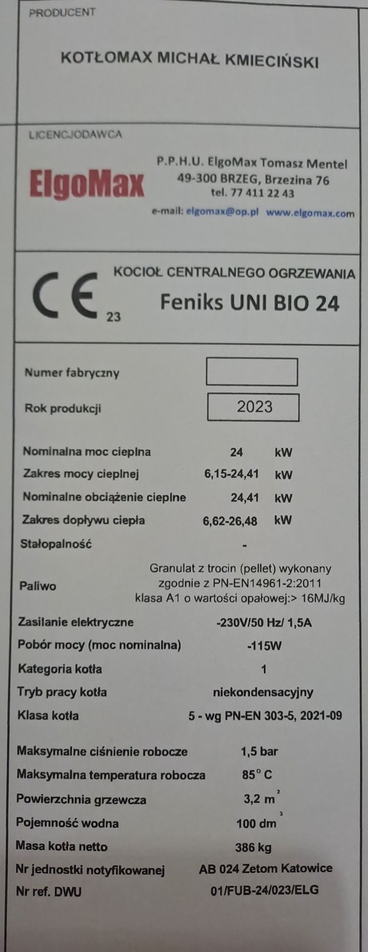 FENIKS UNI BIO 18kW  pelet dofinansowanie