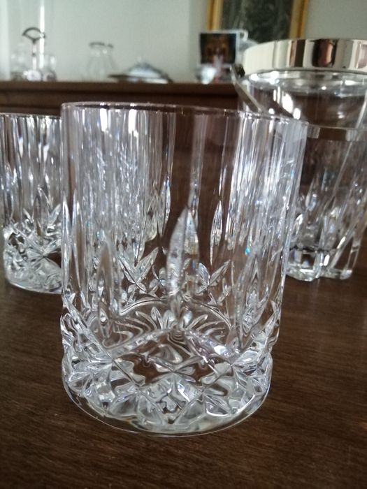 12 copos e balde de gelo cristal whisky