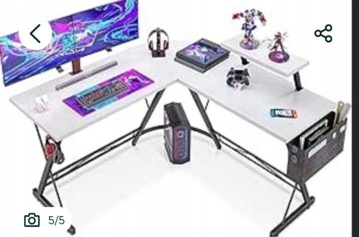 Biurko narożne czarno białe