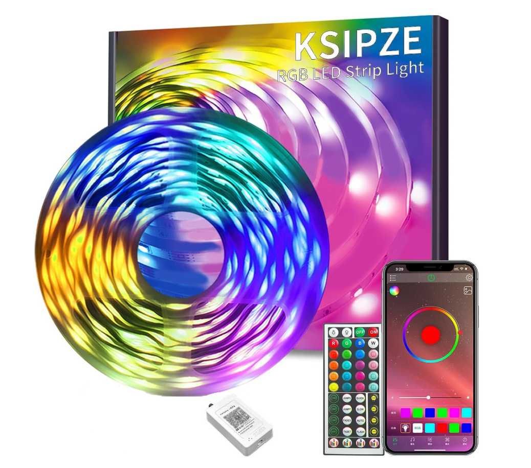 KSIPZE Taśma Led RGB 12m Bluetooth Pilot