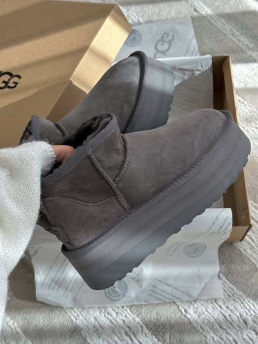 UGG ultra mini platform grey / Зимові угги ультра міні на платформі