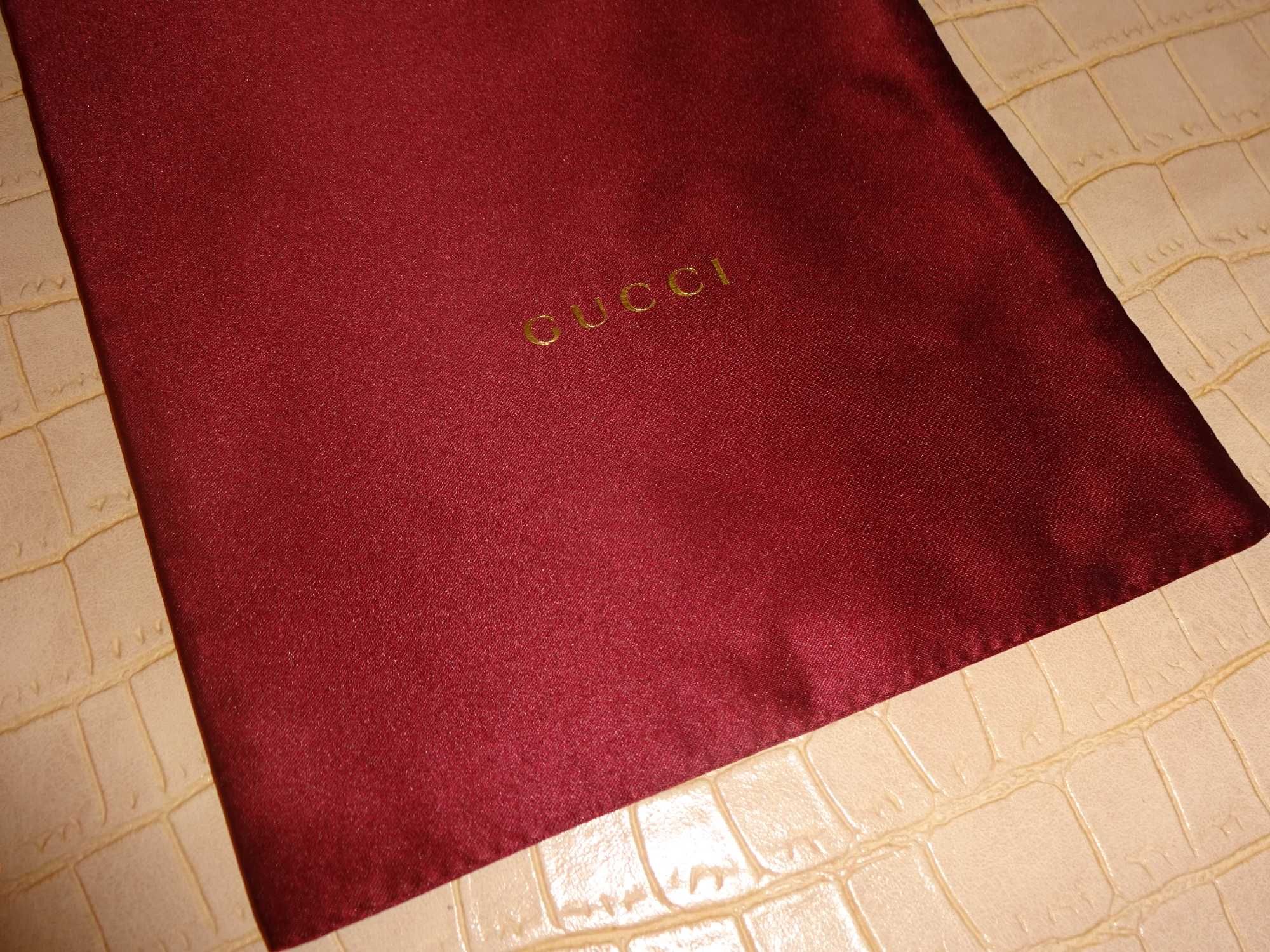 GUCCI oryg. bordowe satynowe etui pokrowiec woreczek na okulary