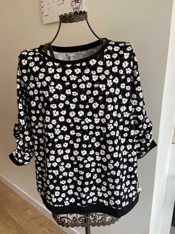 TOM TAYLOR DENIM - czarna bluza w kwiatki, rozmiar XL, NOWA