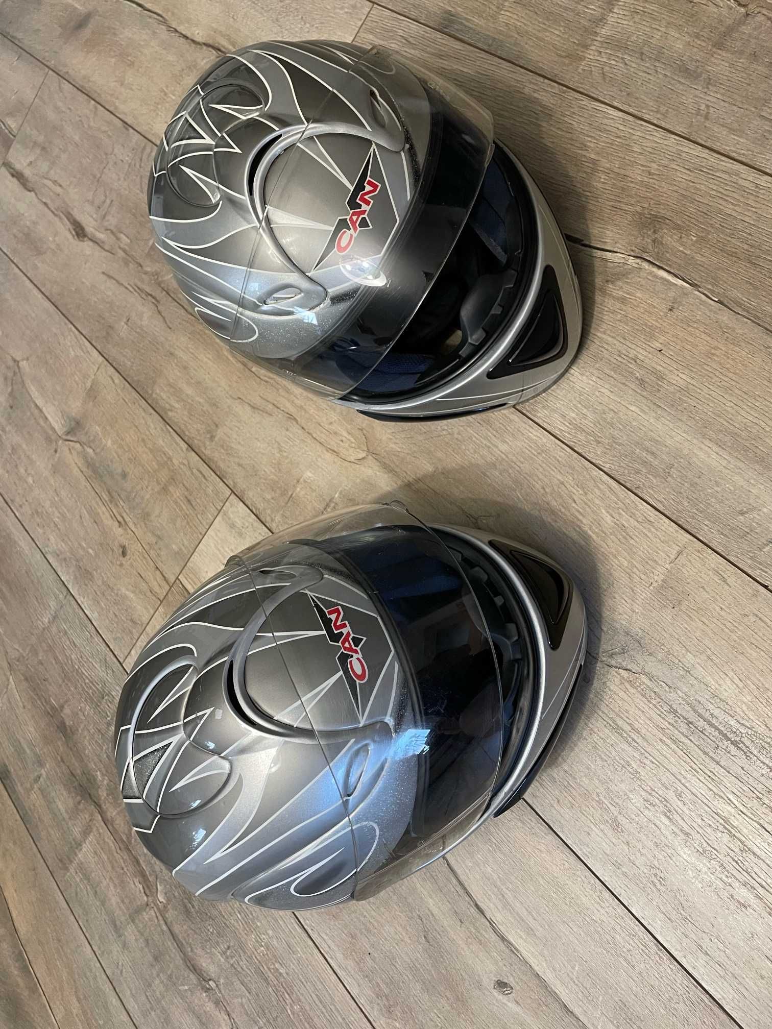 Kask Motocyklowy rozm „M” marki V-Can kolor stalowo-czarny