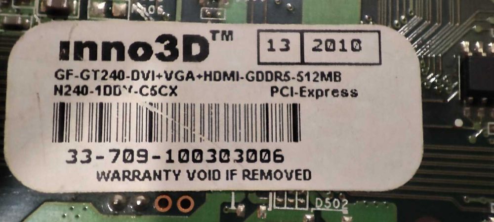ВІдеокарта Inno3D GeForce GT 240 512MB, не робоча.