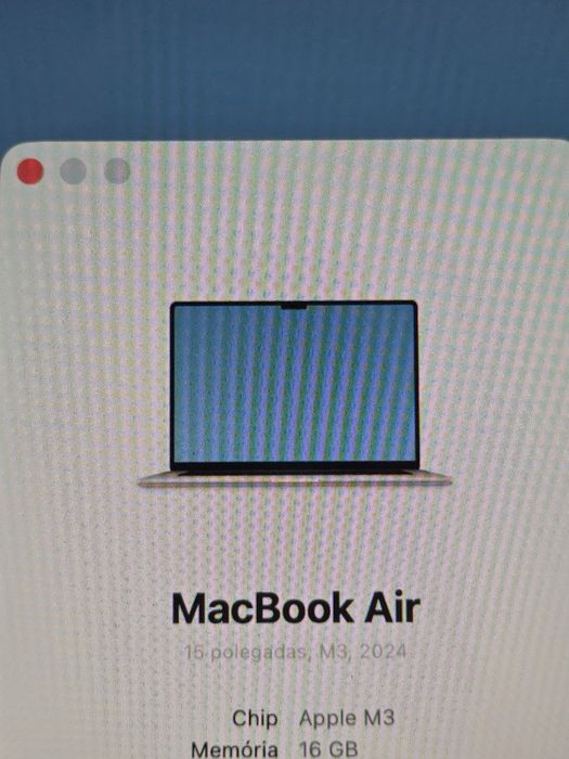 Macbook Air 15 pol. 16GB/256GB M3 como novo