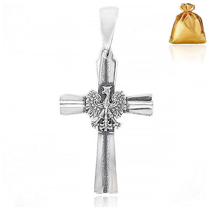 Srebrny Męski Krzyżyk Zawieszka Krzyż Z Orłem Srebro Pr. 925 Na Prezen
