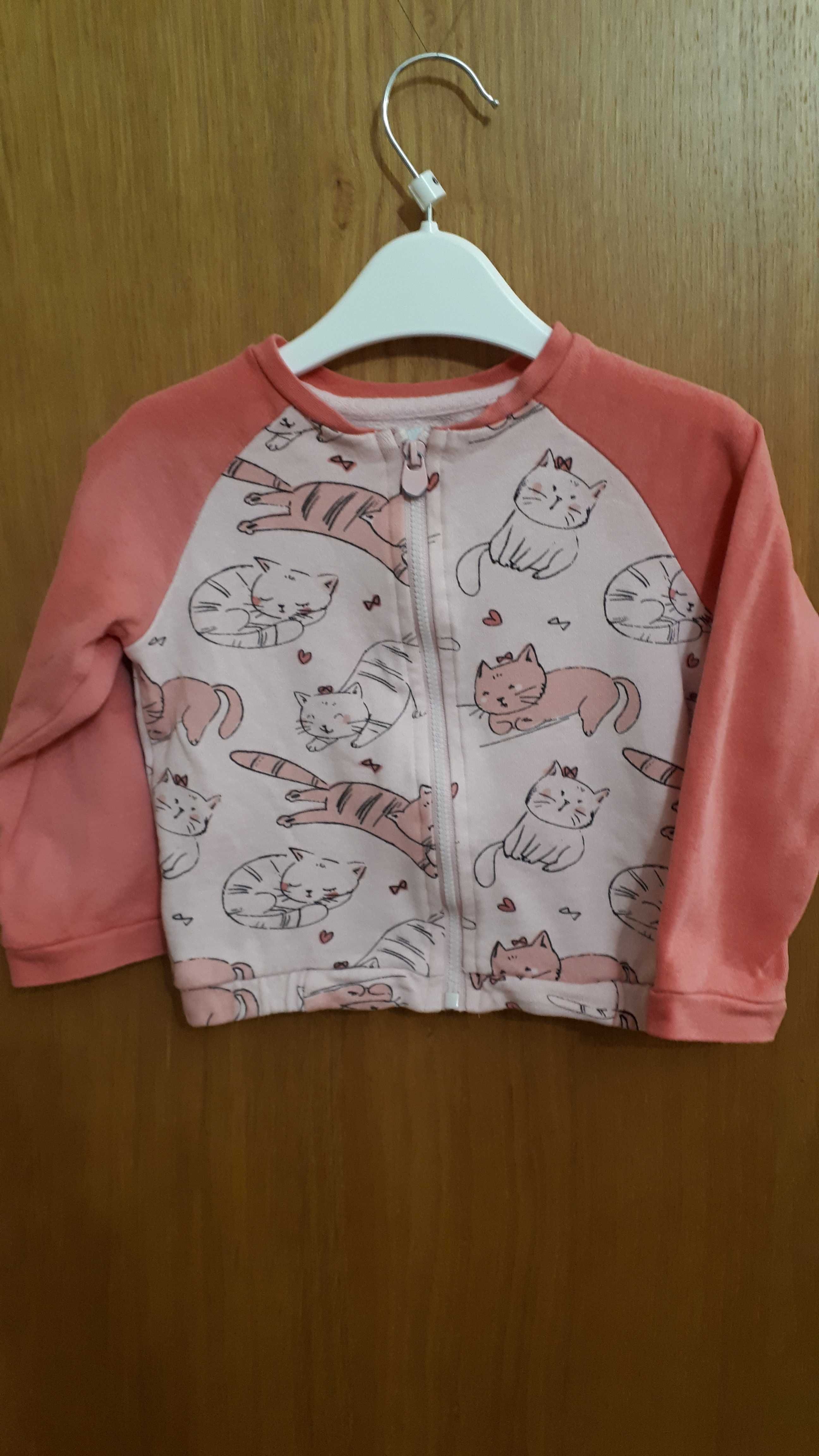 Bluzy 2 szt. zapinane na zamek, bez kaptura, rozm. 74 i 80